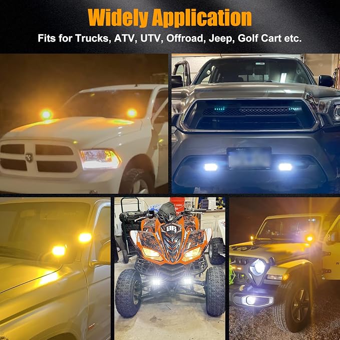 4 Inch LED Driving Pods, 120W Amber Spot Flood Combo Triple Row Off Road Light Bar with Wiring Harness, 6 Modes Dual Color Amber White Auxiliary Flashing Fog Light for Trucks SUV ATV UTV Jeep Boat