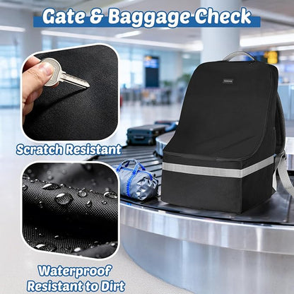Padded Car Seat Travel Bag For Airplane: Backpack Car Seat Cover for Air Travel, Carseat Bag With Shoulder Strap for Infant Car Seats, Boosters & Carriers, Flying Accessories For Gate & Baggage Check
