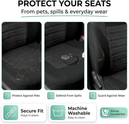FH Group Automotive Car Seat Covers Front Set Premium 3D Air Mesh Front Seat Covers, Airbag Compatible Universal Fit Interior Accessories for Cars Trucks and SUVs - Black
