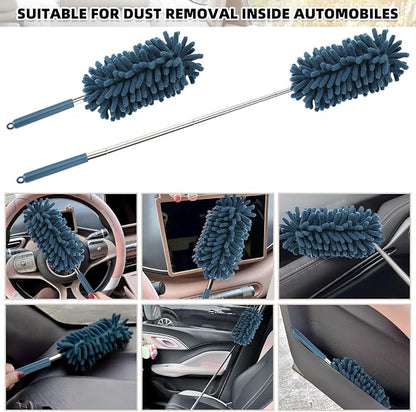 2Pcs Car Interior Duster with Extension Pole Soft Dash Vent Dusting Detailing Wash Brushes with Long Handle Duster Cleaner Tool New Car Must Haves for Cleaning Supplies (Blue)
