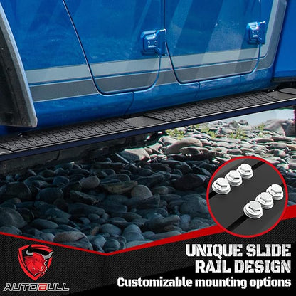 6 Inches Running Boards Side Steps Compatible with 2022-2026 Toyota Tundra Crewmax Cab 4 Full Size Doors, Black Textured Aluminum Nerf Bars