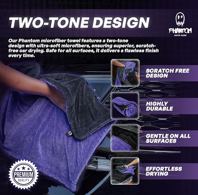 Microfiber Car Drying Towel - 1600 GSM Large 24" x 36", Ultra-Absorbent Twisted Loop, Streak-Free Drying for Cars Trucks & SUVs