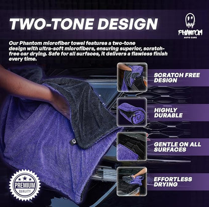 Microfiber Car Drying Towel - 1600 GSM Large 24" x 36", Ultra-Absorbent Twisted Loop, Streak-Free Drying for Cars Trucks & SUVs