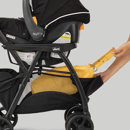 Chicco KeyFit Caddy Frame Stroller, Accepts All Chicco Infant Car Seats, Adjustable Handle, Parent Tray, Black/Black
