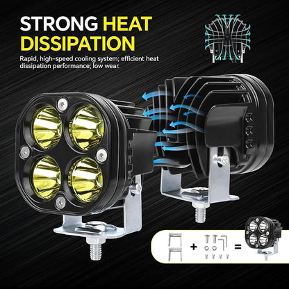Motorcycle Driving Lights Yellow LED Pods Lights 3’’ 40W LED Driving Off Road Lighting 12V 24V Spot Cube Light for Truck ATV UTV SUV Bike Car Boat Trucks LED Spotlights with 6 Light Beads 2PCS