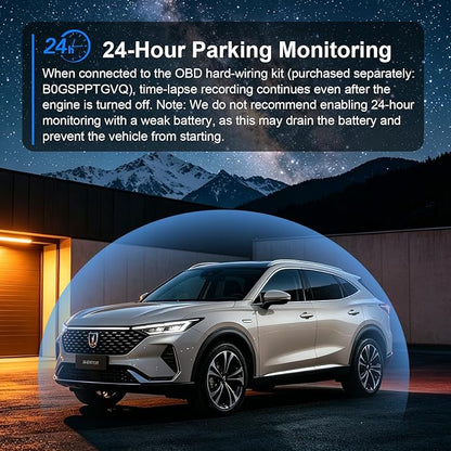 Dash Cam for Cars, 4K 2160P Front Car Camera | Built-in G-Sensor, 5GHz WiFi, iOS/Android Mobile App, 24H Parking Mode, Loop Recording, WDR, Night Vision