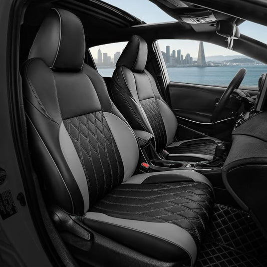 FREESOO Custom Seat Covers for Toyota RAV4 2019-2025 Hybrid SE/XSE 2021-2024 Prime SE/XSE 2025 PHEV, RAV4 Leather Car Seat Covers Interior, RAV 4 SUV Accessories Full Set, BlackGrey