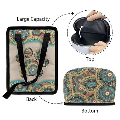 Talayituse Boho Mandala Print Car Trash Can, Dog Paw Design Portable Auto Garbage Bin Multifunctional Vehicle Interior Accessories with Adjustable Straps Universal Fit Truck SUV Sedan