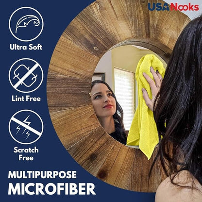 USANOOKS Premium 300GSM Microfiber Cleaning Cloth - 12.5"x12.5" High Performance - 1200 Washes, Ultra Absorbent Microfiber Towels for Cars Undercarriage, Rims & Engine Bay Cleaning - Microfiber Cloth