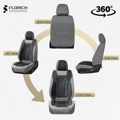 FLORICH Seat Covers, Car Seat Covers Front Seats, Luxury Nappa Leather Seat Covers, Breathable and Waterproof Car Seat Protector 2 Seat, Automotive Seat Covers Universal for Most Cars-Gray&Black