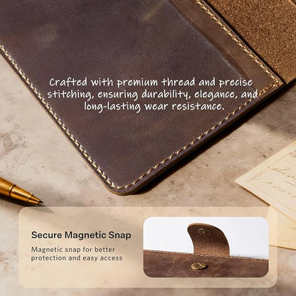 CoBak Genuine Leather Car Registration and Insurance Holder–Luxury Vehicle Glove Box Organizer, Premium Auto Document Case with Magnetic Closure for License, Cards & Papers，Brown