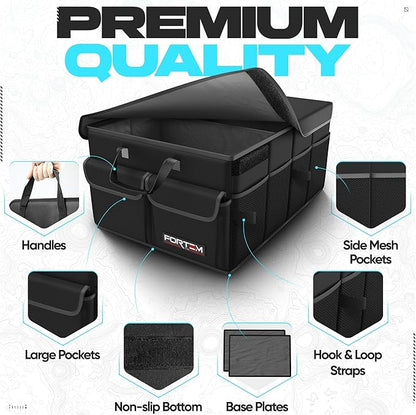 FORTEM Trunk Organizer For SUV Car Trunk Organizer, Foldable Storage, Car Accessories for Women Men, Collapsible Bag, 600D Oxford, Non Slip Bottom, Straps, Soft Cover (45L)