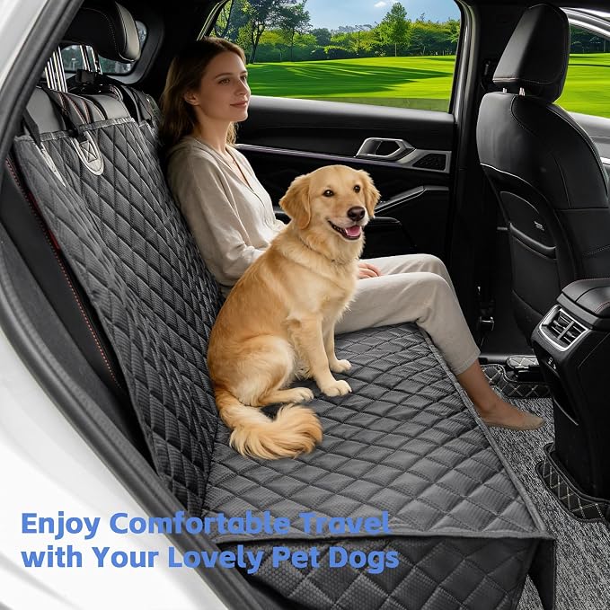 JSTHT Dog Car Seat Cover for Back Seat Waterproof Bench Seat Cover Protector Nonslip Durable Soft Pet Dog Back Seat Cover for Car, Truck, & SUV (Black)