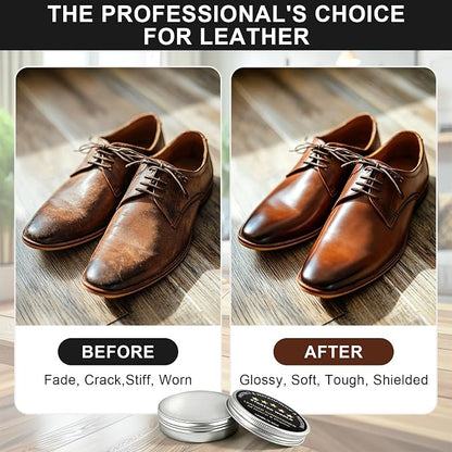 STARTSO WORLD 200Ml Leather Recoloring Balm with 100ML Leather Conditioner, Black Leather Repair Kit for Furniture, Leather Dye, Leather Scratch Repair, Leather Couch Paint