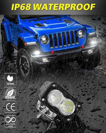 LED Pods 3" 40W CREE LED Low Beam Fog Lights Small Off Road Lights | 2pcs Driving Combo Beam Ditch Head Lights Pods for Trucks Dirt Bike Motorcycle UTV ATV SUV