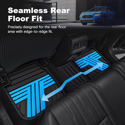 Floor Mats Fit for 2023-2027 Honda HRV Sport/LX/EX-L (Gasoline & Hybrid) & for Acura ADX 2025-2026, Custom Fit All Weather Protection Heavy Duty Anti-Slip Car Mats for HR-V, 1st & 2nd Row Black & Blue