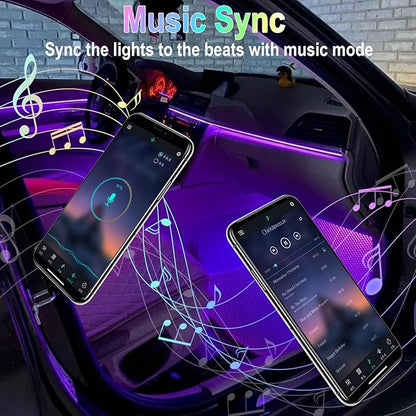 BFXM Car Interior Lights, Car Accessories Interior, 5V LED Strip Lights with USB Adapter, Ambient Lighting, App & Remote Control Music Sync Color Change Lights for Truck Car Decor