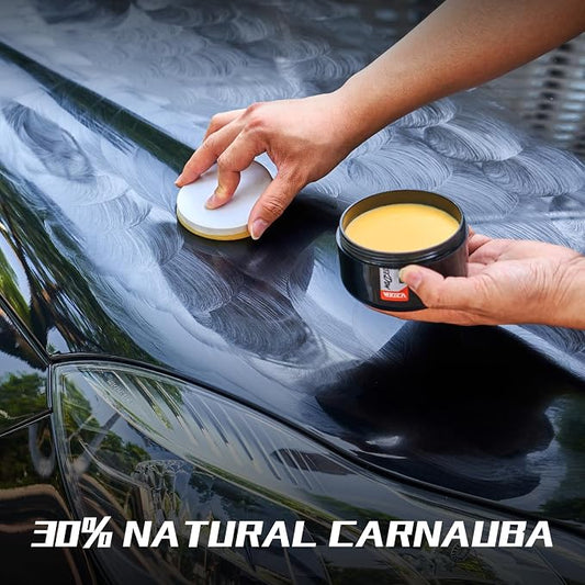 Ceramic-Boosted Carnauba Wax Paste - Triple-Layer Shield, Dust Repellent & Deep Gloss (200g w/Applicator)