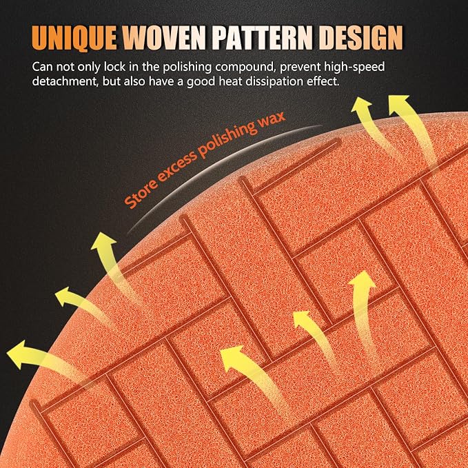 POLIWELL Buffing Polishing Pads 5 Inch, 7Pcs Buffing Sponge Pads Kit 5.5" Face for 5" Backing Plate, Compound Cutting Foam Pads, Wool Pad for Car Buffer Polisher, Compounding Polishing and Waxing