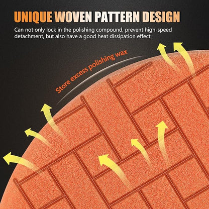 POLIWELL Buffing Polishing Pads 5 Inch, 7Pcs Buffing Sponge Pads Kit 5.5" Face for 5" Backing Plate, Compound Cutting Foam Pads, Wool Pad for Car Buffer Polisher, Compounding Polishing and Waxing