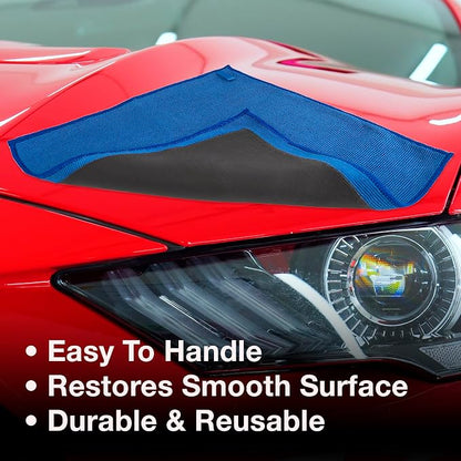 Detailer's Preference Microfiber Clay Towel, Fine Grade, Reusable Alternative to Clay Bars for Car Detailing, Removes Overspray, Rail Dust, Tar, Sap, and More 12"x12", Blue