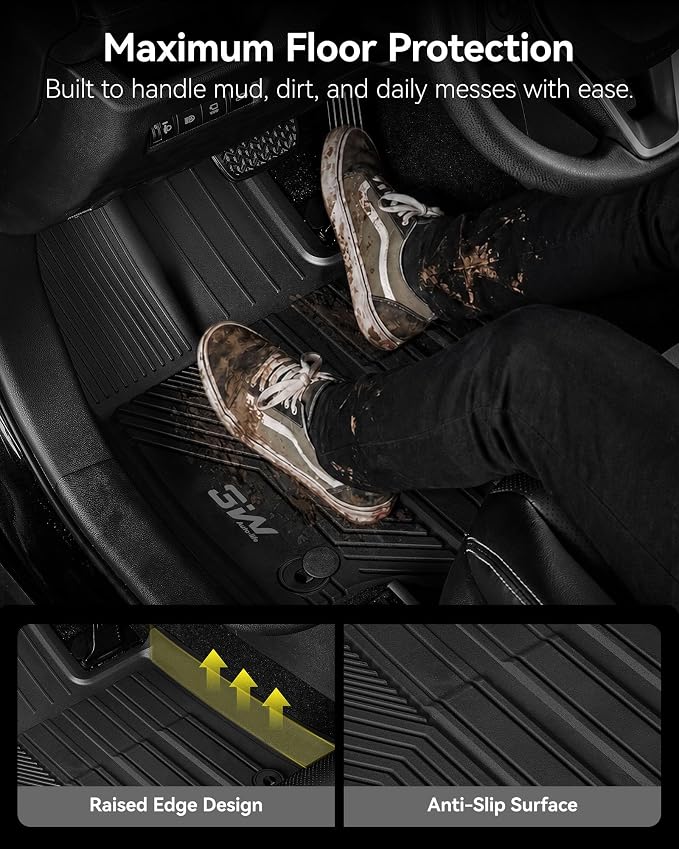 3W Floor Mats Fit Toyota RAV4 2019-2024 2025 (Not for Hybrid or Prime), TPE All Weather Custom Fit Floor Liner for Toyota RAV 4 LE/XLE/Limited/TRD/Adventure Car Mats, Black