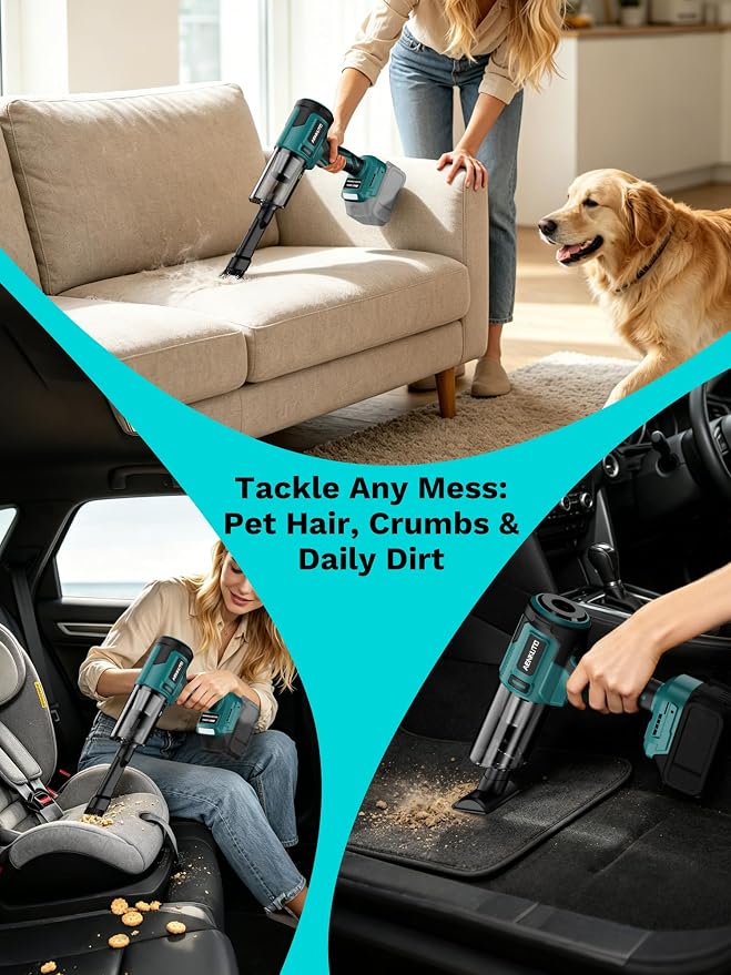 Handheld Electric Vacuum Cleaner Compatible with Makita 18V Battery, Portable Handheld Vacuum for Pet Hair & Sand, Capable of Quick Vehicle Interior & Garage Cleanup, (Battery Not Included)