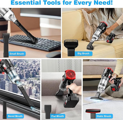 Car Vacuum Cordless, 35000PA Strong Suction Handheld Vacuum with 2 Detachable Batteries, 60Min Runtime Portable Vacuum Cleaner for Car Detailing, Pet Hair, Home Couch & Office, 350ML XL Dust Cup