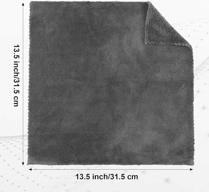 Shimeyao 30 Pcs 12.5 × 12.5 Inch Edgeless Microfiber Plush Towels for Cars Detailing Drying Wash Polishing Absorbent Cleaning Cloths, 500 GSM (Gray)