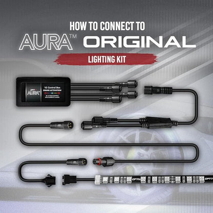 OPT7 Aura Double Row Expansion Pack - 2pc 12” RGB Multicolor LED Strips with Splitters and Extension Wires for Car, ATV, UTV, Interior, Wheelwell, Grille, Golf Cart, Boat Lights Accessories