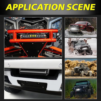 12 Inch Single Row Light Bar Kit 63W OSRAM LED | Slim LED Light Bar w/ Wiring Harness Black Cover Combo Off Road Driving Bumper Lights for UTV ATV SUV Trucks Pickup Can-am