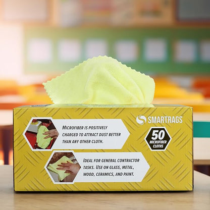 Arkwright Smart Rags in Box - (Bulk Case of 400) Lint Free Microfiber Cleaning Cloth, Scratch & Streak-Free, Dispensable Wash Towels for Cars, Window Glass, and Auto Shop, 12 x 12 in, Yellow