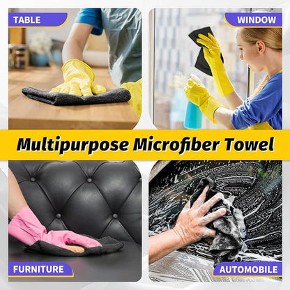 Microfiber Cleaning Cloth, 150 Pack Black Cleaning Rags Microfiber Towel Bulk Absorbent Lint-Free Wash Cloths, All-Purpose Towels for Cars, Shop, Automotive, Garage, Home & Kitchen