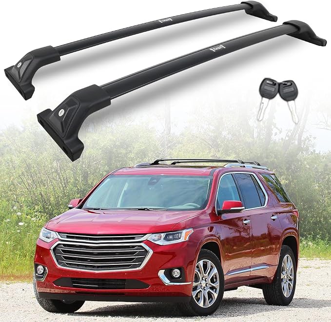 330 lbs Lockable Roof Rack Cross Bars Fit for 2018-2021 Chevy Chevrolet Traverse with Side Rails, Aluminum Crossbars, Rooftop Accessories for Skis Bike Kayak Cargo Box