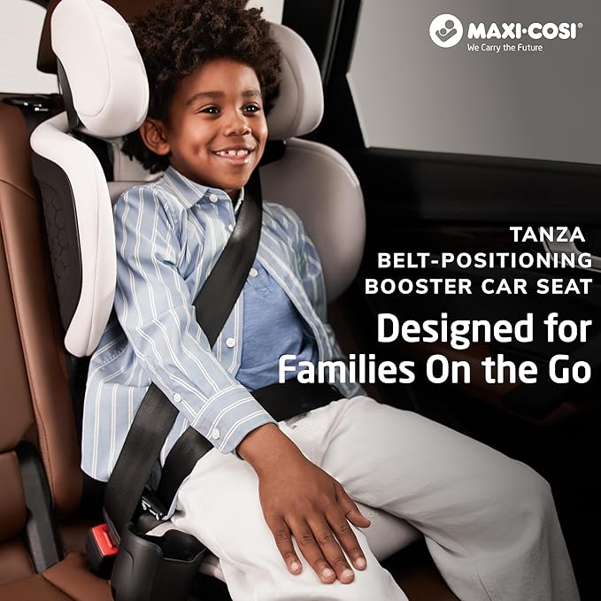 Maxi-Cosi Tanza Belt-Positioning Booster Car Seat with Back, Foldable Car Seat, Sea Shadow