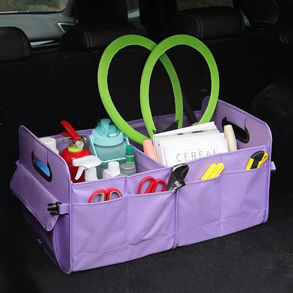 AOKJOY Car Trunk Organizer, Purple, Unisex, Foldable, Non-slip, Adjustable Straps, Multiple Compartments, 600D Oxford Cloth Material
