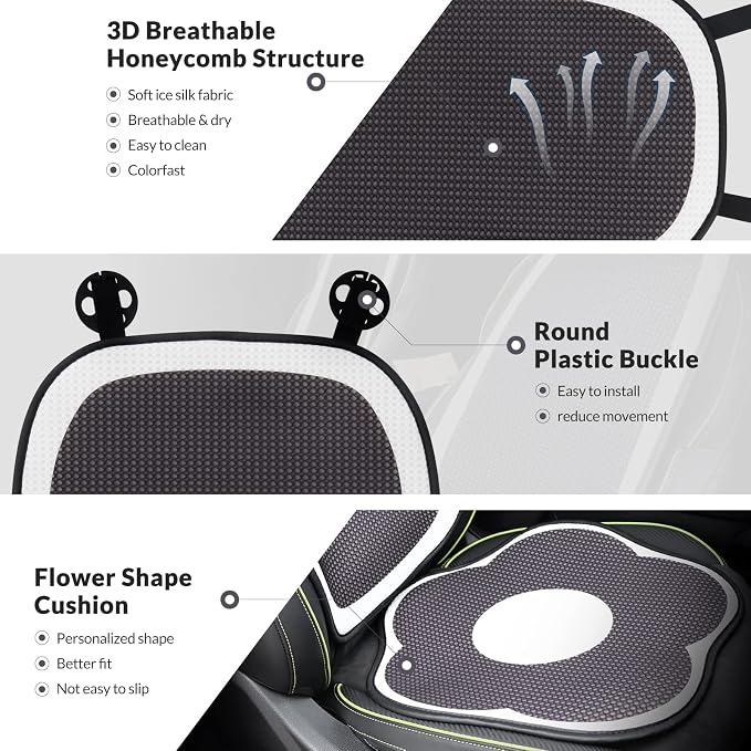 Cute Car Seat Covers Full Set, Universal Fit for Most Cars SUV Pick-up Truck Sedan, Fit for Tesla, Car Accessories for Women Interior, Automotive Vehicle Auto Interior Décor (Full Set)