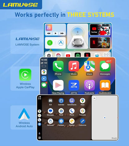 Magic AI Box 3.0 CarPlay 4-in-1 Wireless Carplay Adapter & Android Auto Dual WiFi + 4G SIM Split-Screen & Mirroring Supports TF Card Video Dowanlaod Any App for OEM Wired Car Play