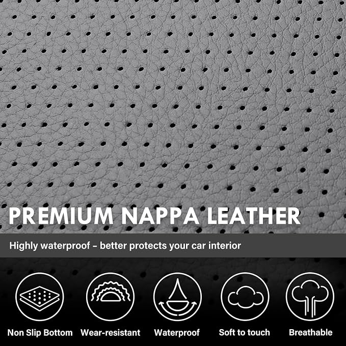 Coverado Chevy Silverado Seat Covers, Faux Leather Seat Covers Fit for Chevy Silverado GMC Sierra 2007-2026 1500, 2015-2026 2500HD 3500HD Crew Double Extended Cab (Front,Gray)