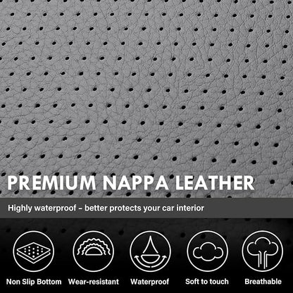 Coverado Silverado Seat Covers Full Set, Faux Leather Car Seat Covers Fit for Chevy Silverado GMC Sierra 2007-2013 & 2019-2026 1500, 2020-2026 2500HD 3500HD Crew Double Extended Cab(Gray)