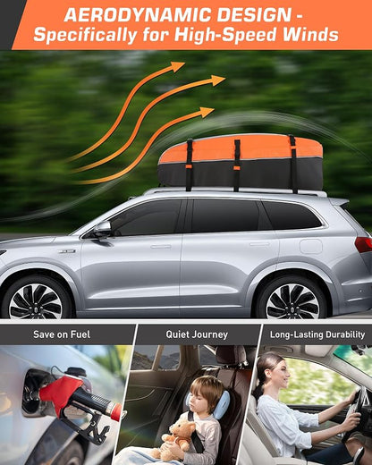 Sailnovo Rooftop Cargo Carrier Bag 21 Cubic, 1000D PVC Waterproof Vehicle Soft-Shell Carrier for Cars with/Without Roof Rack, Car Roof Storage Includes Anti-Slip Mat,10 Reinforced Straps, 6 Door Hooks