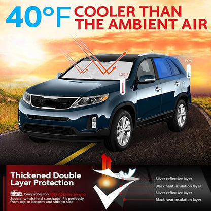 KAYZT Windshield Sun Shade for 2011-2015 Kia Sorento Foldable Sunshade Front Window Custom Fit Car Accessories