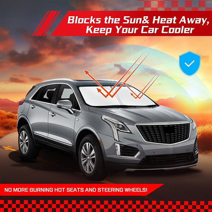 ARISMOTOR Windshield Sun Shade for Cadillac XT5 2017-2025 2026, Custom Fit Foldable Front Window Sunshade Sun Visor Protector, Block UV Rays Keep Your Car Cooler