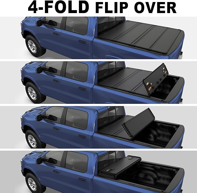 KUIPERAUTO 5.7FT Hard Quad Truck Tonneau Cover Compatible with 2009-2026 Dodge Ram 1500 Inclu. Classic & New Body (w/o Ram Box) 5.7 FT Bed On Top 67.4 inch Aluminum Bed Cover