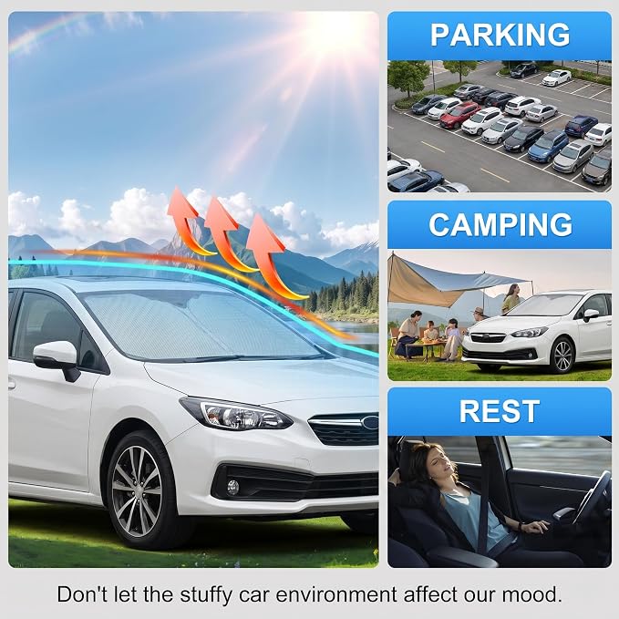 Custom Fit Windshield Sun Shade for Subaru Impreza 2017-2023 | Custom Fit Windshield Cover, Blocks UV Rays, Double-Layer Heat Shield, Durable Frame, Easy Fold & Storage