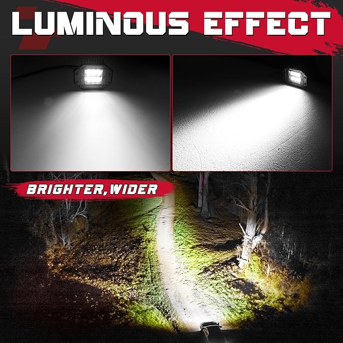 Flush Mount LED Pods, OFFROADTOWN 5'' 12,000LM CREE LED Driving Lights Reverse Backup Light Flush Light Bar Off Road Lights Work Light for Truck Pickup UTV ATV SUV Boat 4x4 Car - Driving Flood
