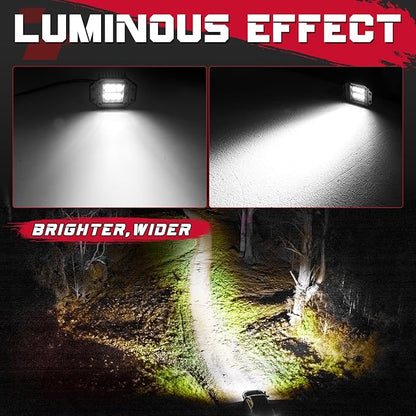 Flush Mount LED Pods, OFFROADTOWN 5'' 12,000LM CREE LED Driving Lights Reverse Backup Light Flush Light Bar Off Road Lights Work Light for Truck Pickup UTV ATV SUV Boat 4x4 Car - Driving Flood