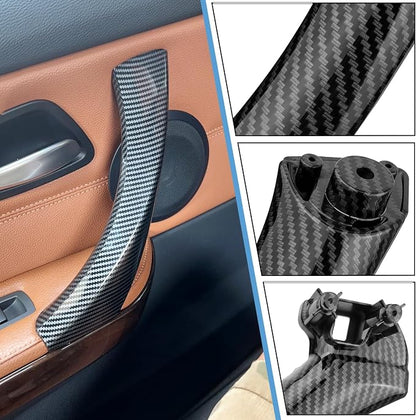 Compatible with BMW 3 Series Door Handle Replacement E90/E91/E92/E93 2004-2011,6PCS Left Right Passenger Interior Door Pull Handle for 318i,320i,323i,325i,328i,330i,335i(Carbon Fiber Pattern)