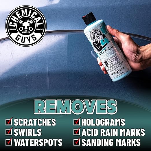 Chemical Guys C4 & P4 Clear Cut Correction Compound and Precision Paint Perfection Polish Combo - Removes Scratches, Swirls, Towel Marks, and Etching, Restores Gloss, Polishing Kit - 2 x 16 oz