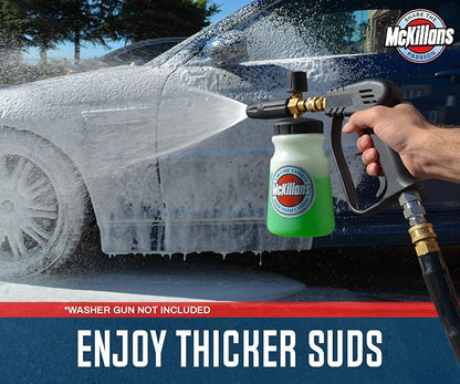 McKillans Foam Cannon for Pressure Washer (Wide Mouth) - Car Wash Snow Foam Cannon Lance Pressure Washer Soap Dispenser for Car Washing with Adjustable Thick Foam + 1/4 Quick Connector